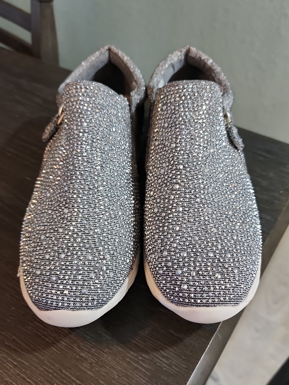 Anne Klein Silver Glitter Slip-On Sneakers